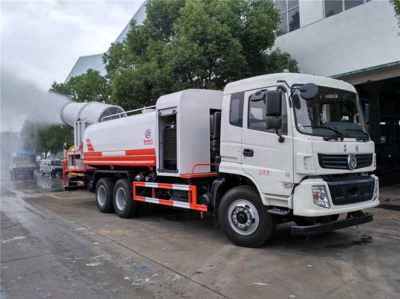 16噸圓罐東風隨專多功能抑塵車，60-120米霧炮車